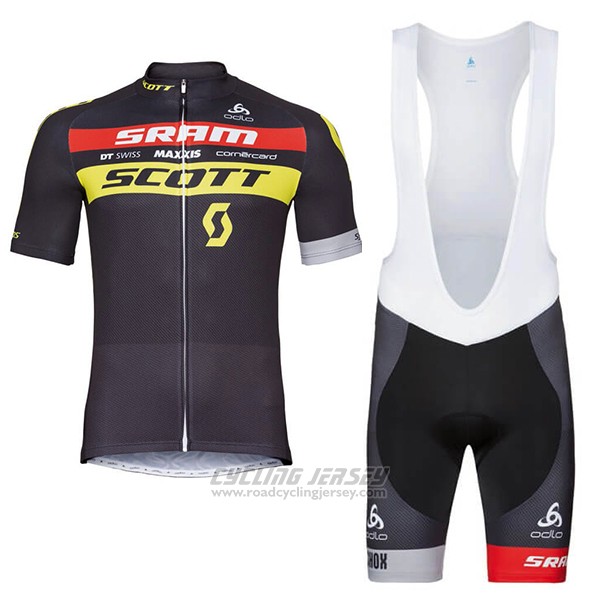 2018 Cycling Jersey Scott Sram Black Short Sleeve and Bib Short